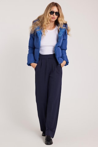 Tudors Kadın Regular Fit Klasik Kesim Cırt Kapamalı Geniş Paça Lacivert Pantolon-39577 Lacivert