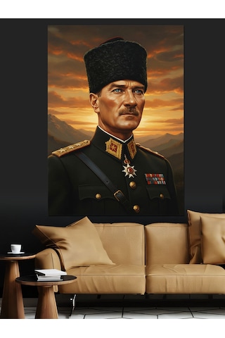 Mareşal Mustafa Kemal Atatürk Portresi Dekoratif Kanvas - Mdf Ahşap Tablo