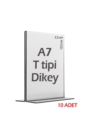 A7 T-Tipi Dikey Şeffaf Pleksi Mika Föylük Menü Broşürlük Etiketli