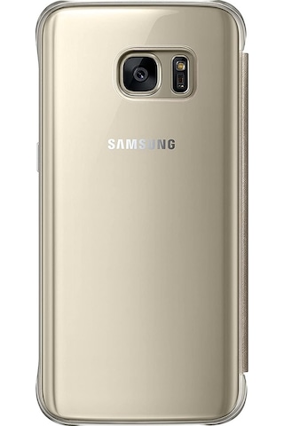 Samsung Galaxy S7 G930 Uyumlu Clear View Cover Akllı Kılıf Gold