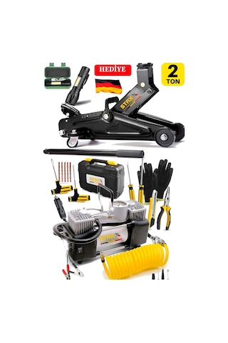 Staxx 2t Timsah Tekerlekli Kriko + 150psı Çift Piston Çakmaklık