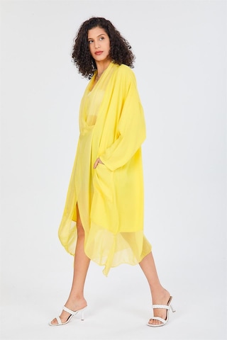 Italyan Ipek Detaylı Oversize Kaftan & Bluz-8711 Koyu Mor