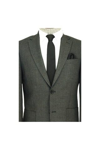 Wessi Kendinden Desenli Slim Fit Sivri Yaka Gri Erkek Ceket 001