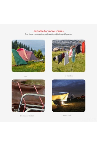 Teltree Kamp İçin 4mm Kalınlıkta Parlayan Çadır İpi Seti, 8 Adet, Çeşitli Renkler, Rüzgar Bağlantılı. Kırmızı