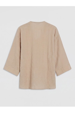 Lcw Everyday Bej Kruvaze Yaka Müslin Oversize Kadın Kimono
