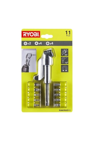 Ryobi Rakrad11 Köşe Vidalama Adaptörü + 10 Parça Aksesuarlı 5132004834