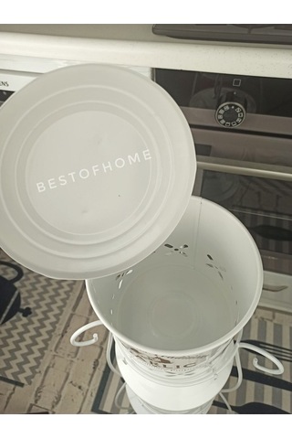 Toptanfoni Üç Katlı Yuvarlak Sepetli Patates, Soğan Ve Sarımsak Saklama Kabı. Beyaz