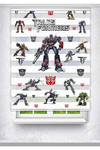 Transformers Robot Basklı Çocuk Odası Perdesi - Dijital Baskılı Zebra Stor Perde Çok Renkli