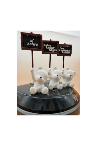 Sevimli Oturan Dekoratif 3 Lü Ayıcık Kahve Köşesi Seti Modern Minimal Masa Üstü Hediyelik Biblo Sevimli Ayıcık - Model -1 - 819871861