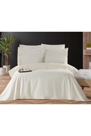 Capital Home Kroşetalı 6'lı Nevresim Takımı Çift Kişilik Krem