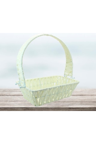 Saplı Dikdörtgen Sepet 24 Cm Küçük Boy Çok Renkli