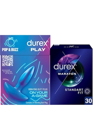 Durex Titreşimli Anal Plug Tıkaç + Durex Maraton Prezervatif 30'lu