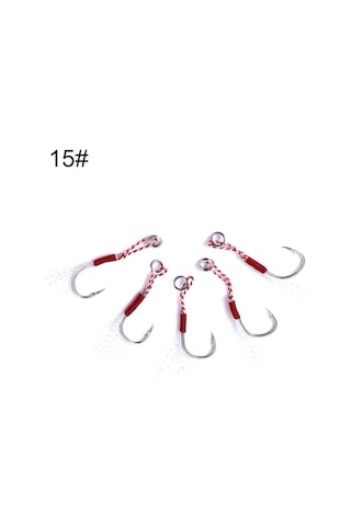 5pcs / Paket Hengjia 15 Bağlanmış Tel Demir Kanca Derin Deniz Balıkçılığı Kancası