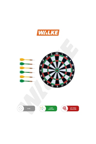 Walke 16inç Dart Tahtası Seti, 6 Çelik-Plastik Dart ile Çift Taraflı Dart Tahtası Oyunu, Oyun Salonları