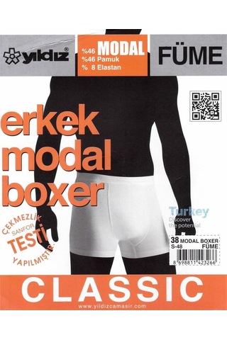 6'Lı Siyah Modal Erkek Klasik Boxer 40 001