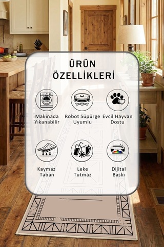 Yıkanabilir Mutfak Halısı 9 Bej