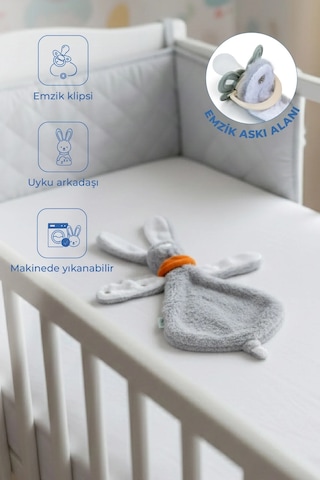 Babyjem Emzik Askılı Tavşan Uyku Arkadaşı Gri