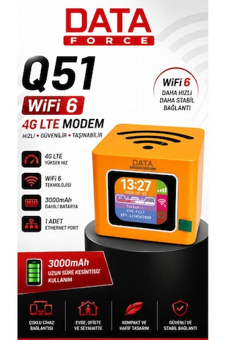 Dataforce Q51 4g Lte Wifi6 3000 Mah Taşınabilir Küp Router Modem
