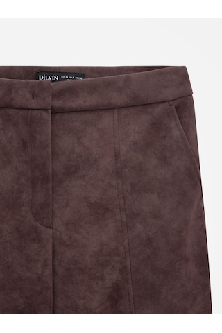 Dilvin 72257 Dikiş Detaylı Süet Pantolon-bordo Bordo