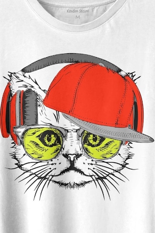 Cat Glasses Gözlüklü Kırmızı Kedi Baskılı Tişört Unisex T-shirt 001
