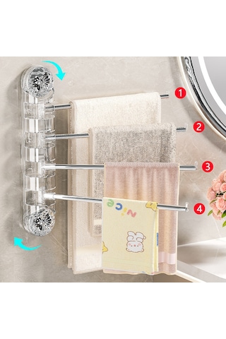 Yifomall Banyo Süpürgesi Tutucu, Delme Yok Kurulum, Döner Çok Kollü, Camgöbeği Aksesuarlar Şeffaf Gümüş 4 Kol + Altın 2 Adet , Organizasyon Ve Kolay Erişim Diğer