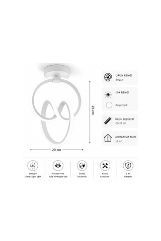 AvizeGO Evora Led Plafonyer Avize Beyaz Işık