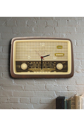 Kişiye Özel Retro Radyo Tasarımlı Ahşap Duvar Saati - 1