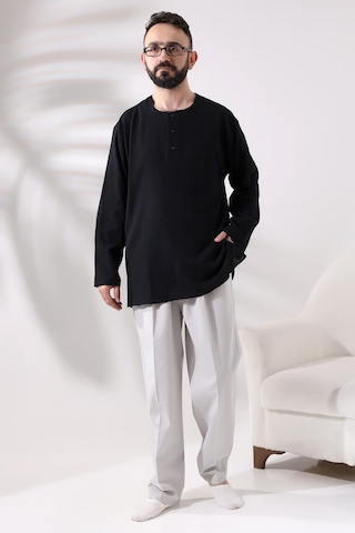 Keten Hac Ve Umre Erkek Şalvar Pantolon Açık Gri 001