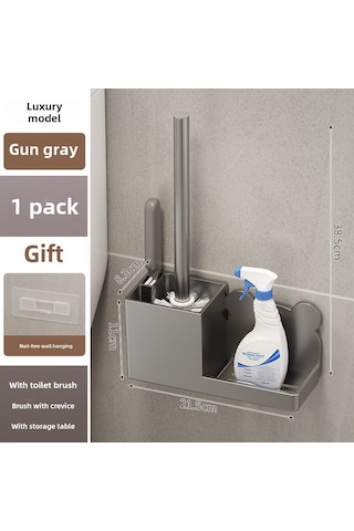 Yunboo Duvarlı Tuvalet Fırçası Tutucu Plastik, Delme Yok Kurulum, Örtümsüz Temizleme, Duvar Takılan Dolaplı, Gri Renk 1 Adet Diğer