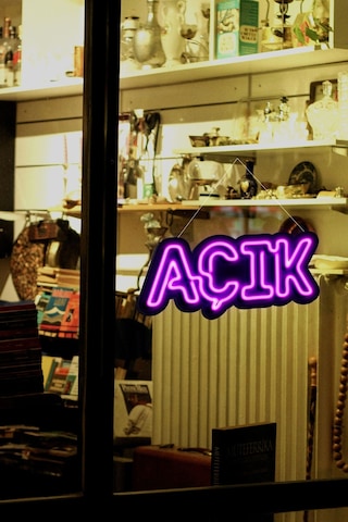 Açık Yazısı Neon Led Dükkan - İşyeri - Kapı Yazısı Pembe Pembe