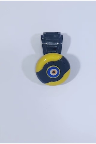 Sarı-siyah Dönebilen Vites Topuzu Nazar Boncuğu Stickerlı Çok Renkli
