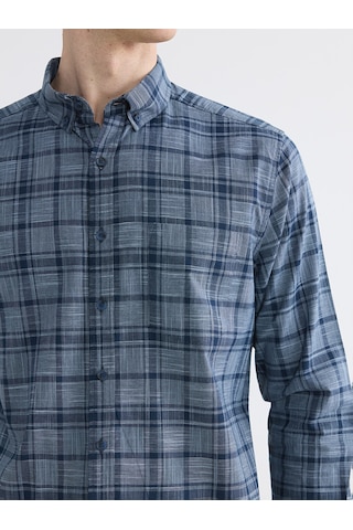 Lcwaıkıkı Classic Lacivert Regular Fit Ekose Poplin Erkek Gömlek