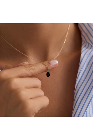 Sembolgold Siyah Zeytin Altın Kolye 1,20 Cm T14359 Renkli