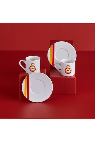 Neva N3475 Galatasaray Çizgili 2 Li Kahve Fincan Takımı