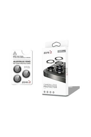 Senon Apple İphone 17 Pro Max İçin Zore Cl-12 Premium Safir Parmak İzi Bırakmayan Anti-reflective Kamera Lens Koruyucu Titanyum-gri