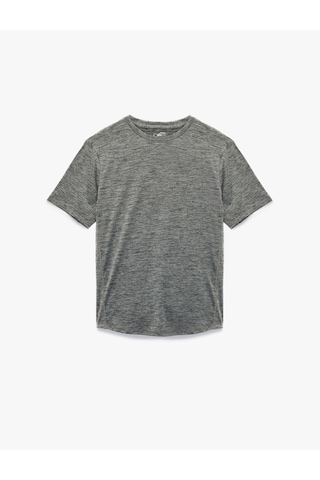 Koton Regular Fit Kısa Kollu Dikiş Detaylı Desenli Bisiklet Yaka Spor Tişört Gri Melanj 6wam10056nk Gri Melanj