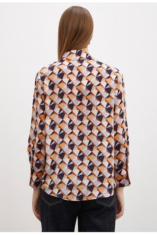 Kadın Uzun Kol Desenli Renkli Pamuk Saten Premium Kalite Spor Şık Gömlek Çok Renkli