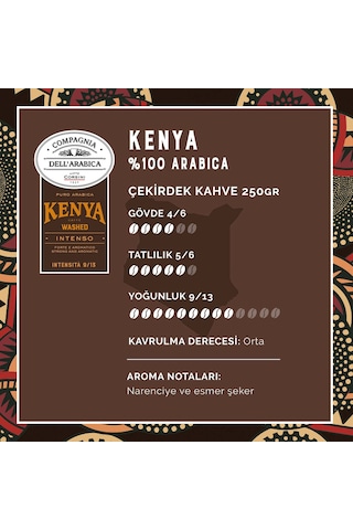 Caffe Corsini Kenya %100 Arabica Çekirdek Kahve 250 G
