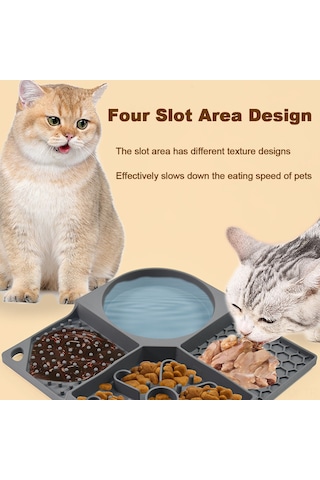 Kangvka Köpek Silikon Yavaş Yeme Matı, Dört Bölmeli Atıştırmalık Tutucu, Sucuklu, Vakuumlı, Duş/içki Zamanı Dağıtıcı, Mor Diğer