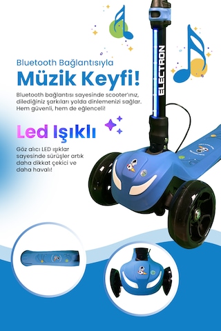 Electron Led Işıklı Hoparlörlü Yükseklik Ayarlı Elektrikli Scooter - 60w