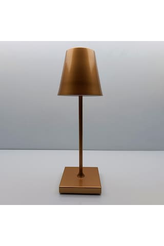 Konik Şapka Metal Gold Gövde Şarjlı Masa Lambası