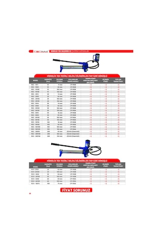 Cermax RSC-5050 Hidrolik Tek Tesirli Deliksiz Silindir Kriko 50 Ton 50 MM
