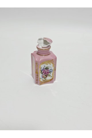 Couleuvre Limoges Çiçek Desenli Porselen Parfüm Şişesi 10x5x5cm Hasarlı