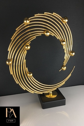 Gold 2'li Ofis Metal Aksesuar Biblo Ev Salon Dekorasyon Obje