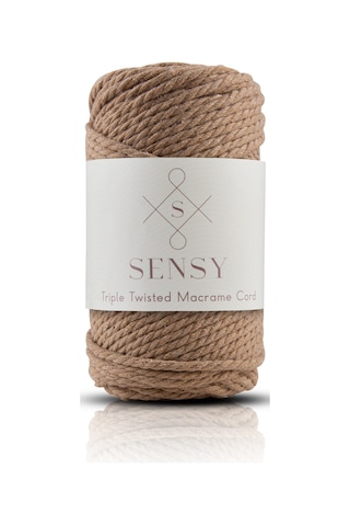 Sensy Premium 3 Büküm Makrome Ipi 3mm Üç Büküm Taranan Halat Ip 3lü Set Sütlü Kahve-açık Gri-ekru
