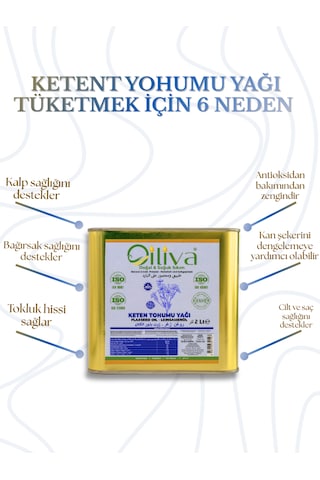 2 Litre Soğuk Sıkım Keten Tohumu Yağı %100 Doğal, Katkısız, Omega-3 Kaynağı 2 L