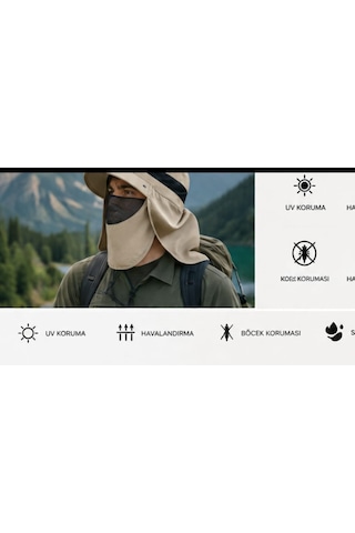 Oodun Explorer Sun Shield Uv Korumalı Outdoor Şapka Boyun Korumalı, Nefes Alabilir, Katlanabilir, Unisex Kamp Ve Balıkçı Şapkası Siyah