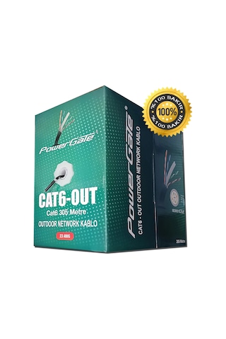 Powergate Cat6-out-copper, Outdoor Dış Mekan , Polietilen, 23awg 0.57mm, Utp, Cat6, %100 Bakır Kabl