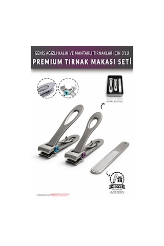 Muggio Ultra Geniş Ağızlı Tırnak Makası Seti 3 Parça Kalın Ve Tırnaklar İçin