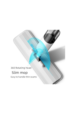 Xiyyadms Ev Temizliği Spreyli Mop Büyük Boy Düz Tabla Ultra İnce Lifli Rotatif Ellerden Temizlemeyen Tüp Mop Beyaz-mavi Başlangıç Modeli